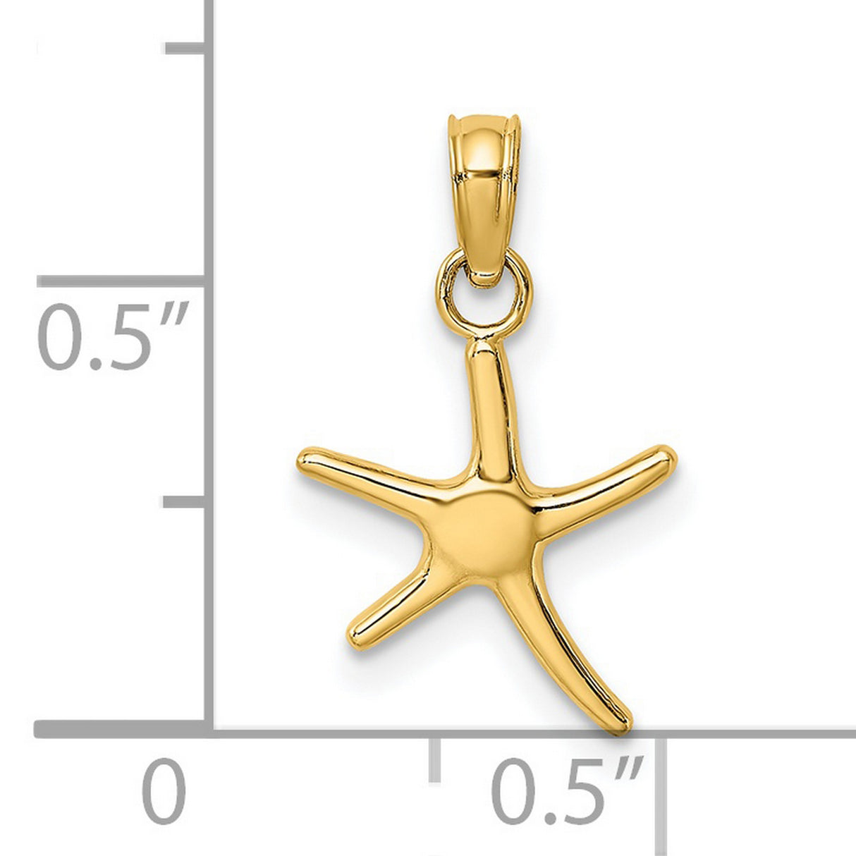 14k Yellow Gold Starfish Pendant, Polished Ocean Theme Charm for Women