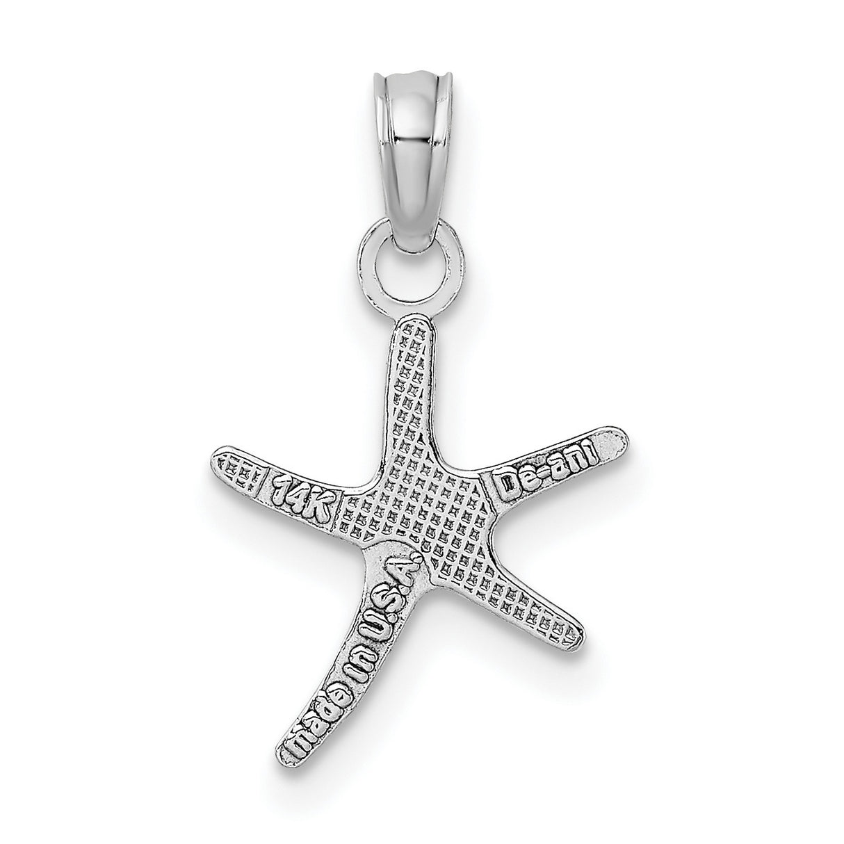 14k White Gold Starfish Pendant, Polished Nautical Charm with Coastal Style for Women