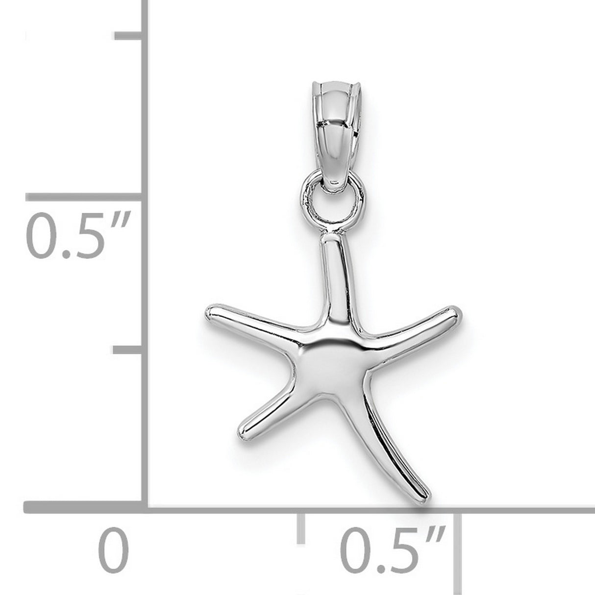 14k White Gold Starfish Pendant, Polished Nautical Charm with Coastal Style for Women