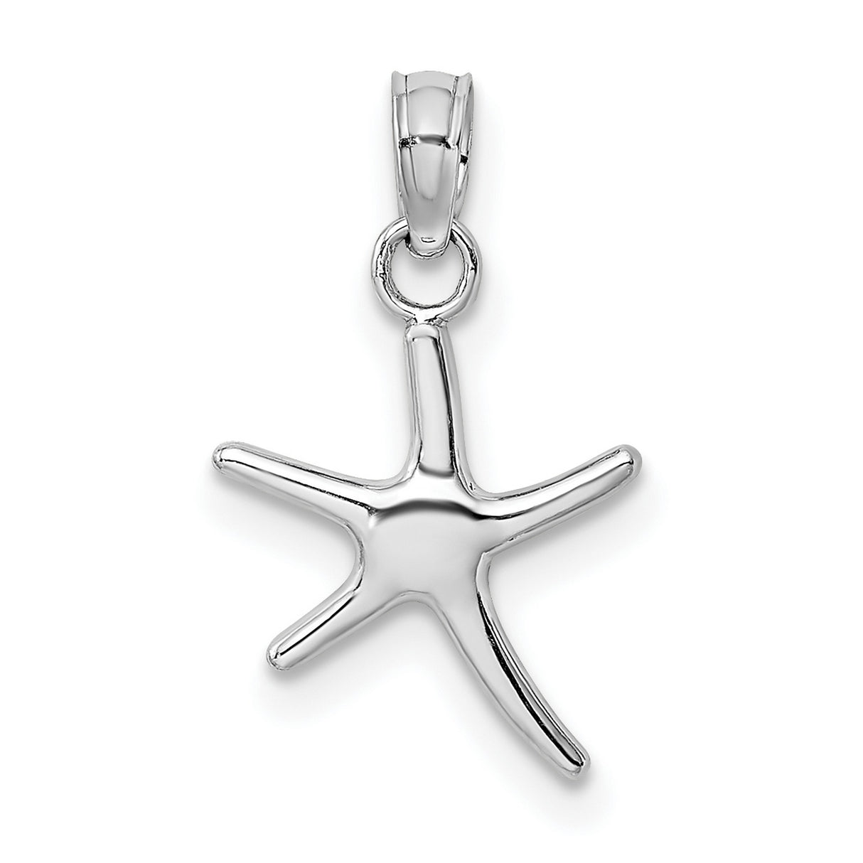 14k White Gold Starfish Pendant, Polished Nautical Charm with Coastal Style for Women