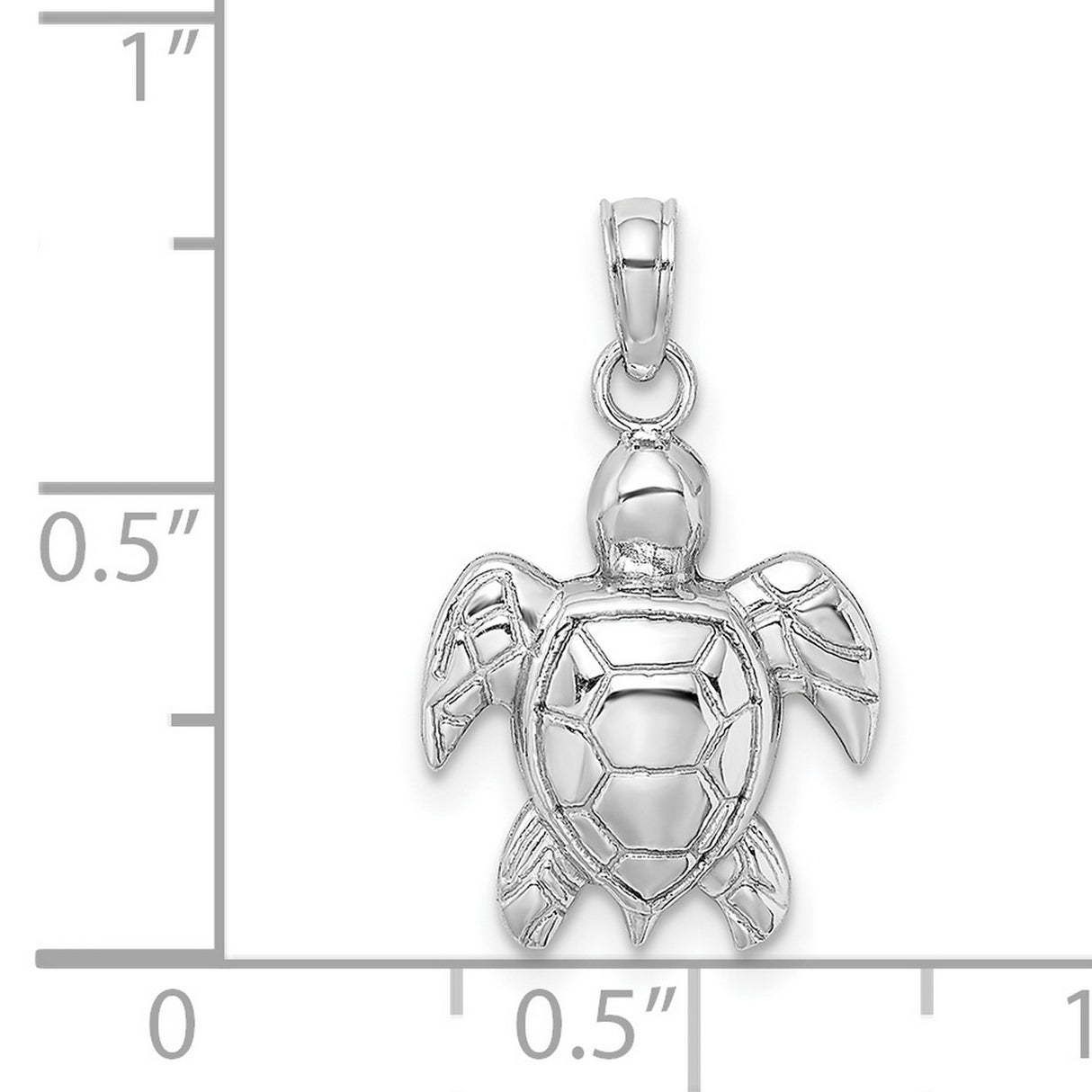 14k White Gold Sea Turtle Pendant, Ocean-Inspired Animal Symbol for Women or Unisex Wear