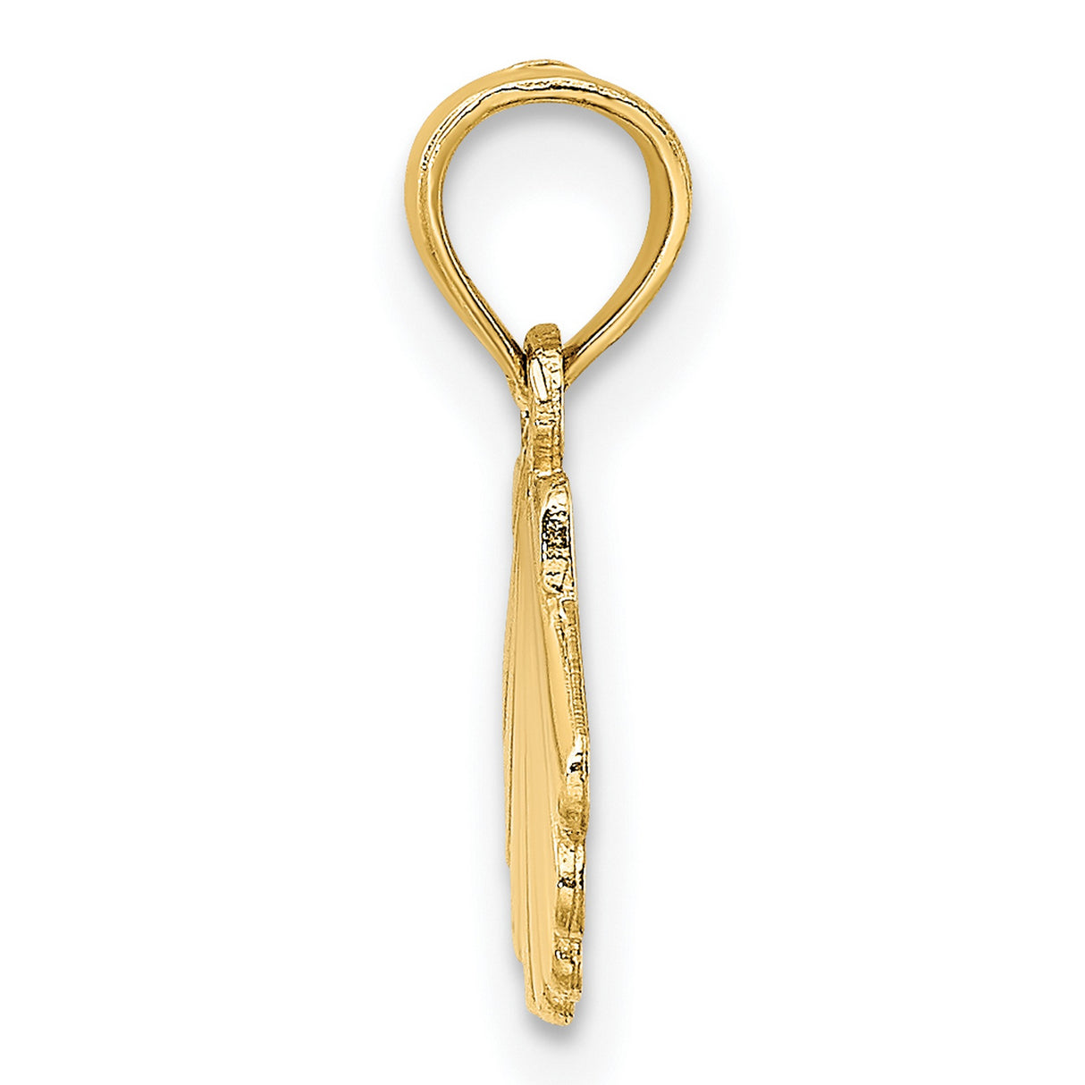 14k Yellow Gold Scallop Shell Pendant, Camino de Santiago Symbol, Christian Travel Charm