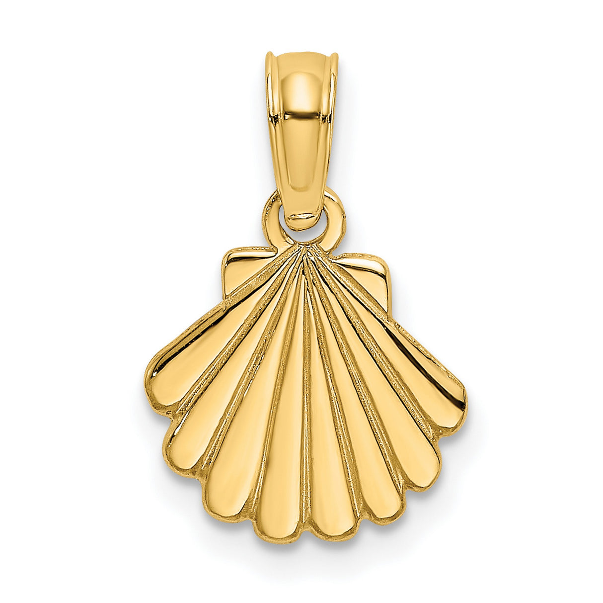 14k Yellow Gold Scallop Shell Pendant, Camino de Santiago Symbol, Christian Travel Charm