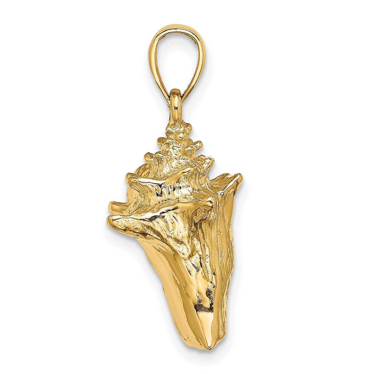 14k Yellow Gold Conch Shell Pendant, Ocean-Inspired Nautical Beach Charm for Women or Unisex