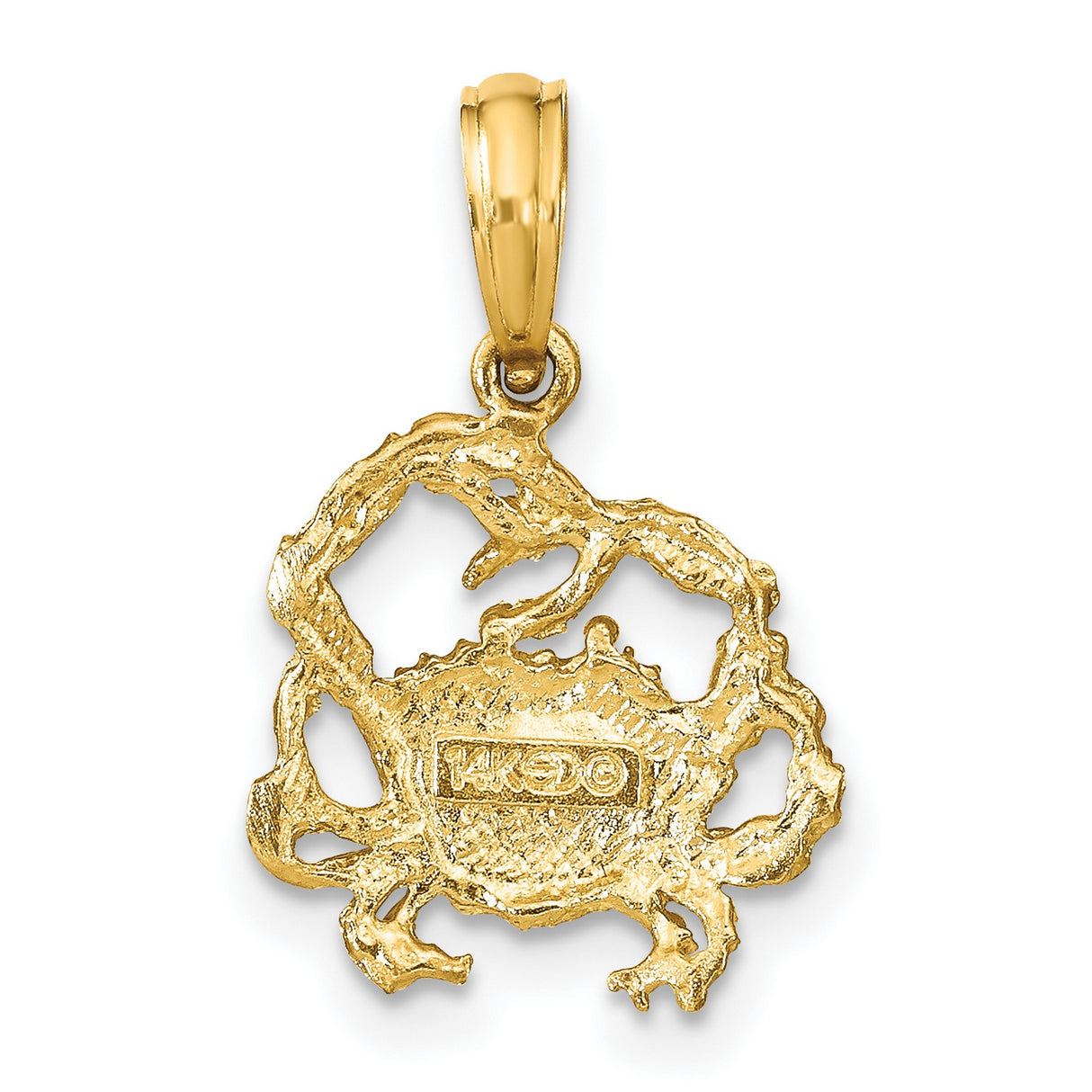 14k Yellow Gold Crab Pendant, Cancer Zodiac Sign Jewelry with Detailed Symbolic Design