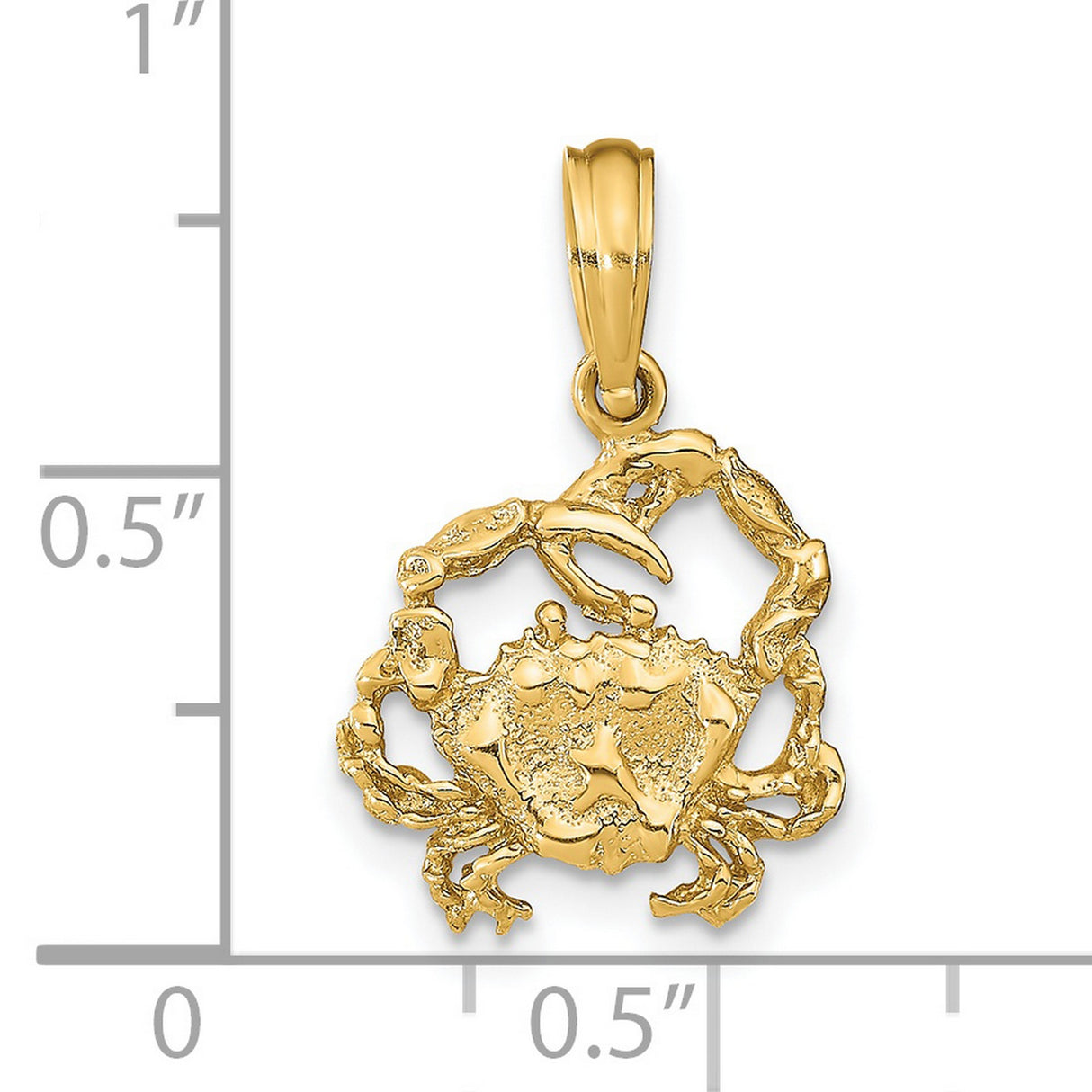 14k Yellow Gold Crab Pendant, Cancer Zodiac Sign Jewelry with Detailed Symbolic Design