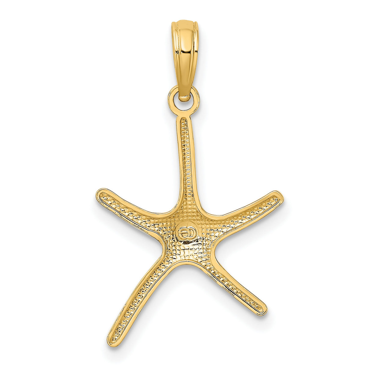 14k Yellow Gold Starfish Pendant, Polished Minimalist Nautical Charm for Women