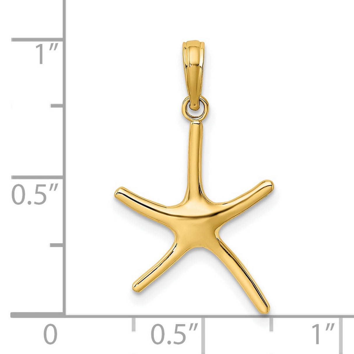 14k Yellow Gold Starfish Pendant, Polished Minimalist Nautical Charm for Women