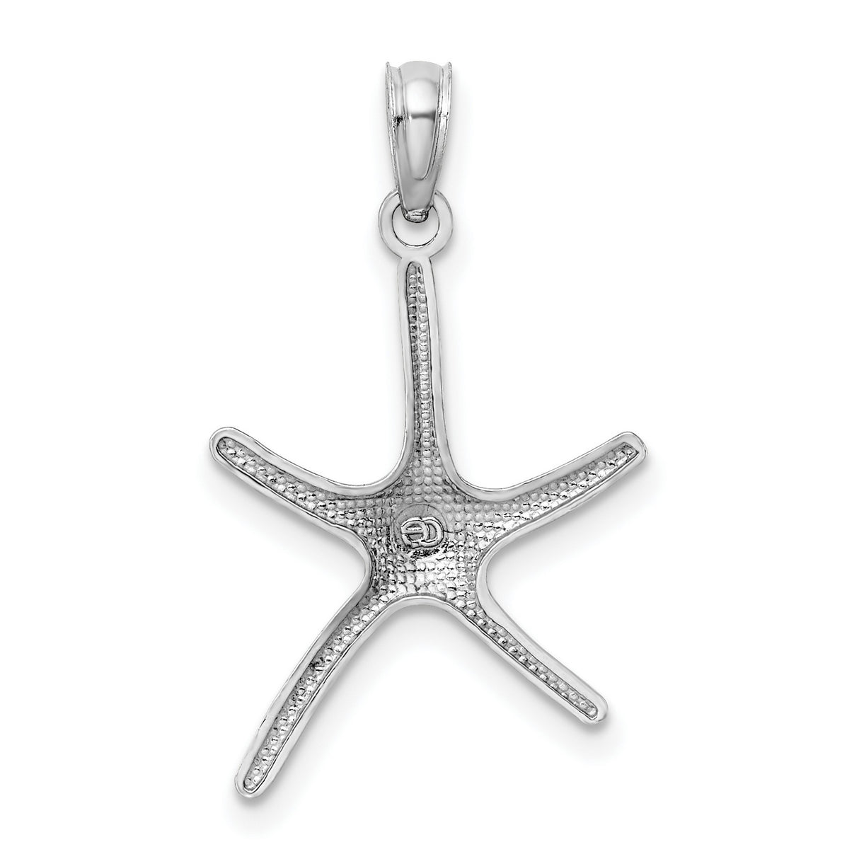 14k White Gold Starfish Pendant, Polished Nautical Ocean Design for Women