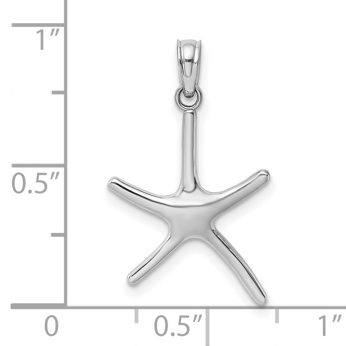 14k White Gold Starfish Pendant, Polished Nautical Ocean Design for Women