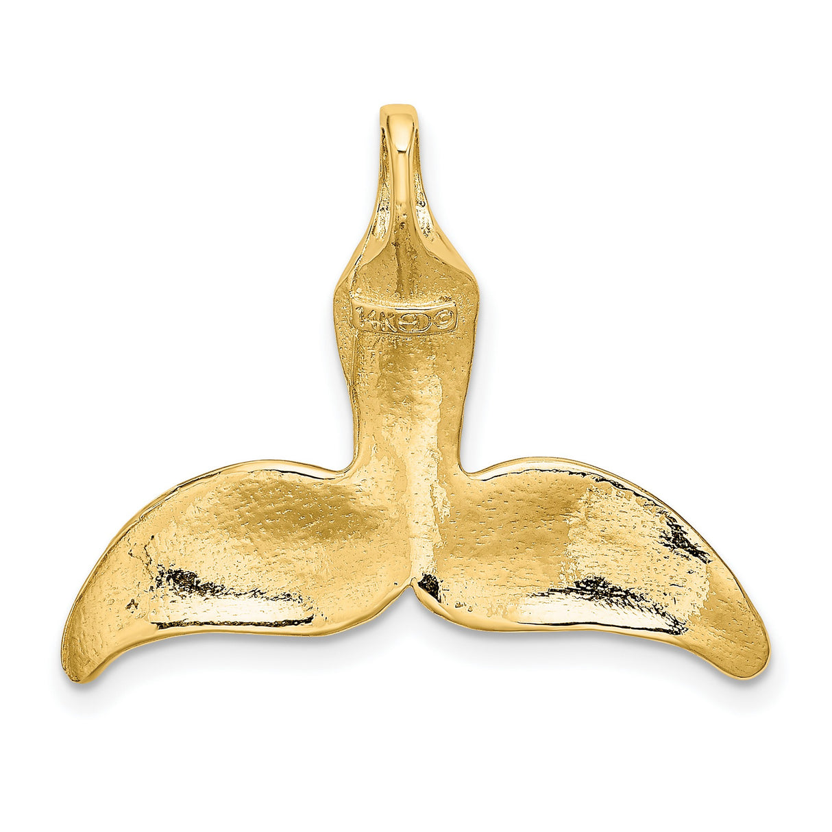 14k Yellow Gold Whale Tail Pendant, Nautical Unisex Jewelry with Ocean Symbolism