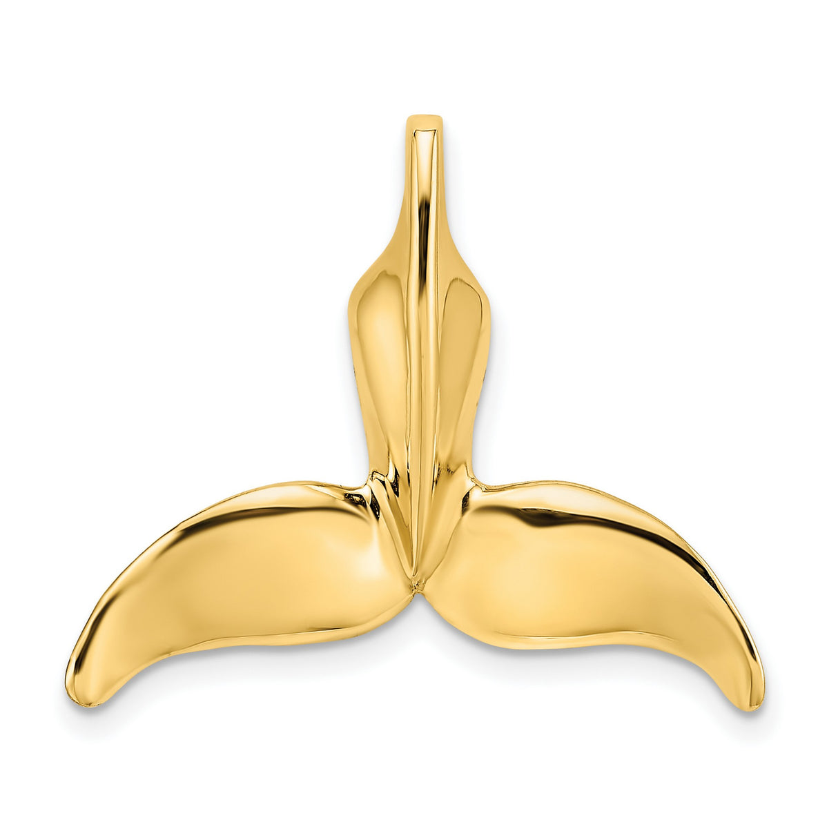 14k Yellow Gold Whale Tail Pendant, Nautical Unisex Jewelry with Ocean Symbolism