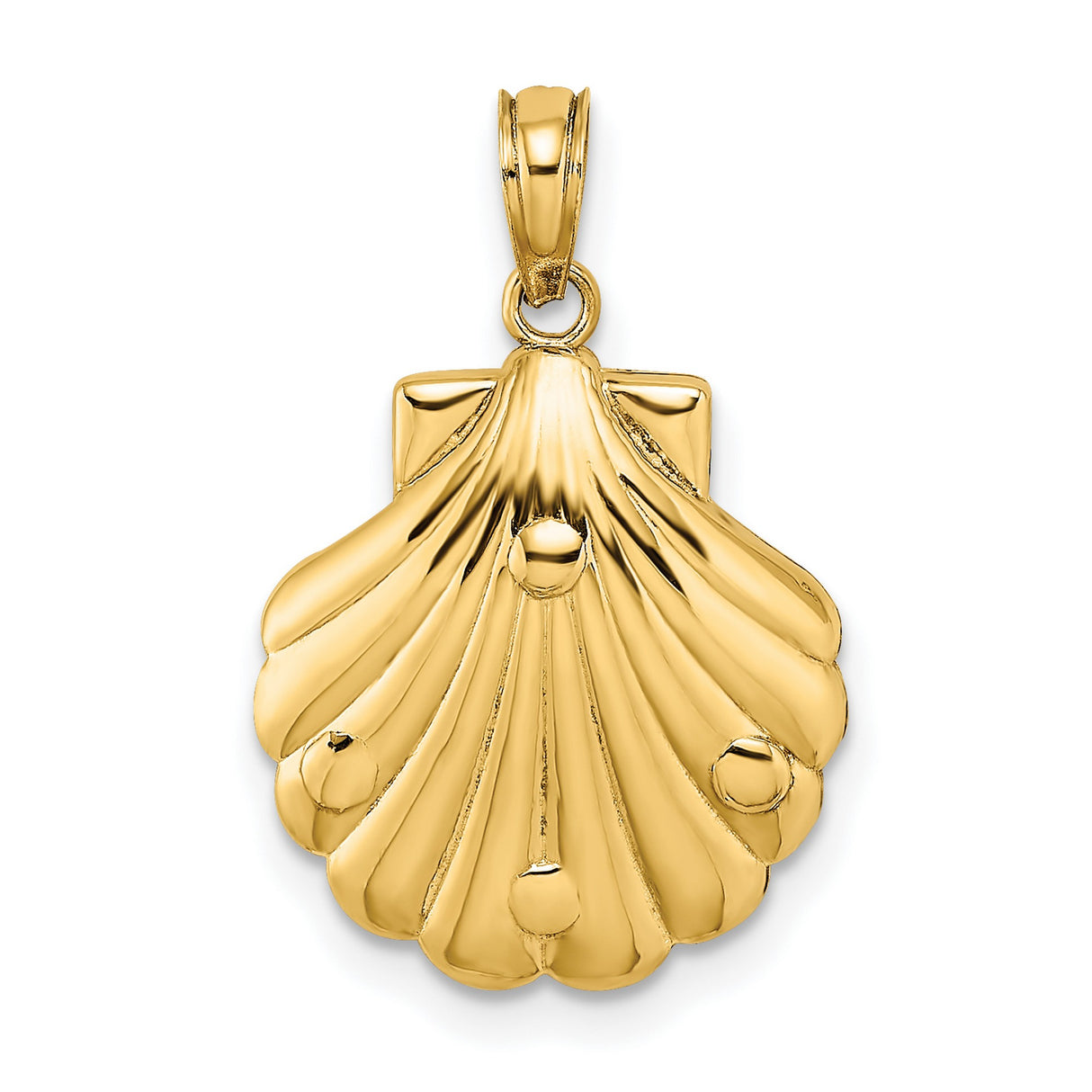 14k Yellow Gold Seashell Pendant with Starfish and Coral Accents, Ocean-Themed Charm