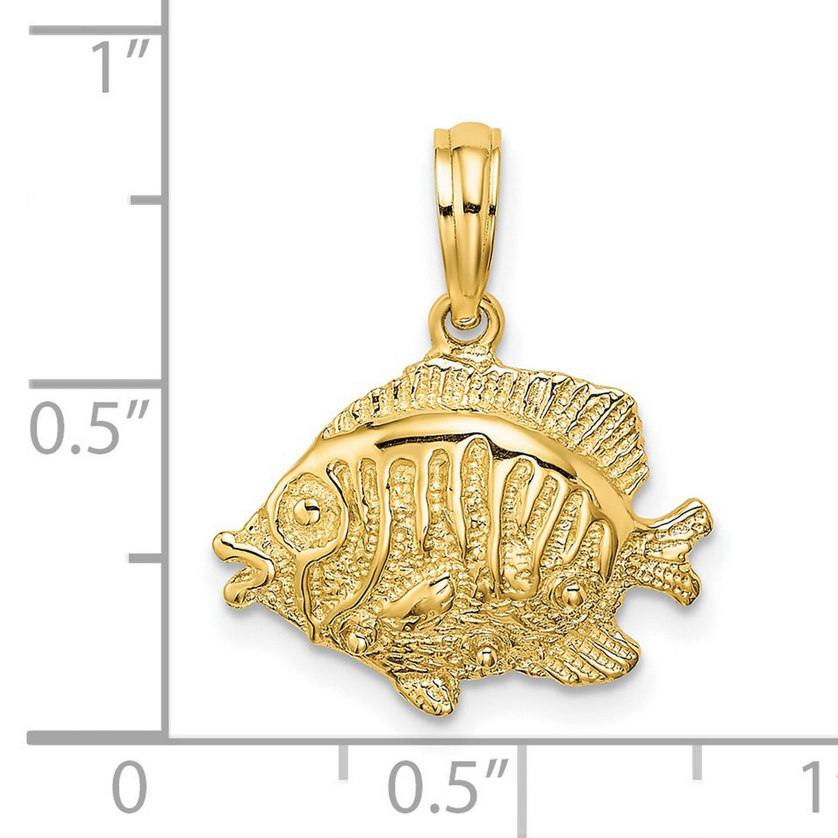 14k Yellow Gold Tropical Fish Pendant, Detailed Ocean Theme Jewelry for Women or Unisex Wear