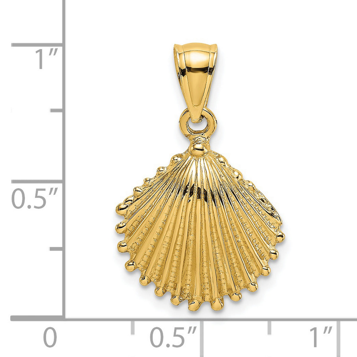 14k Yellow Gold Scallop Shell Pendant, Ocean-Inspired Camino Pilgrimage Symbol for Women