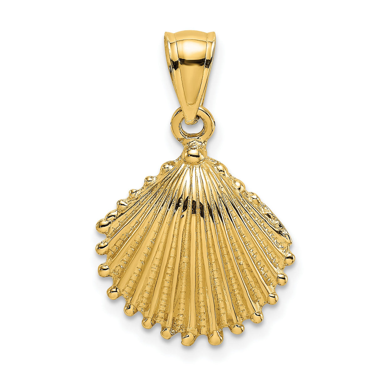 14k Yellow Gold Scallop Shell Pendant, Ocean-Inspired Camino Pilgrimage Symbol for Women