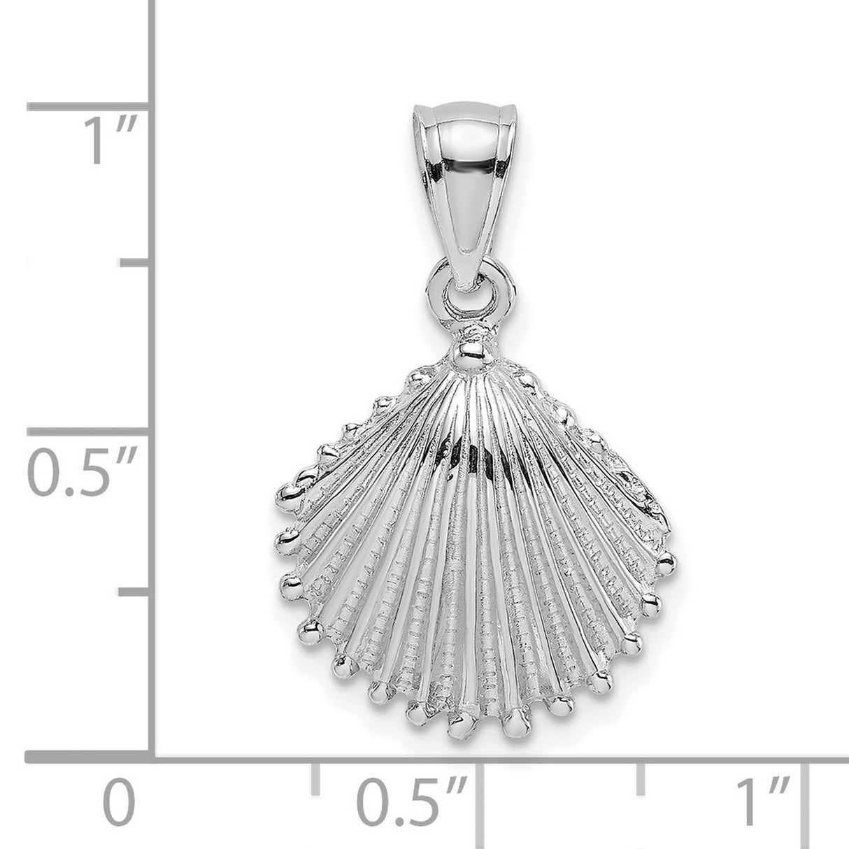 14k White Gold Scallop Shell Pendant, Camino de Santiago Christian Travel Symbol