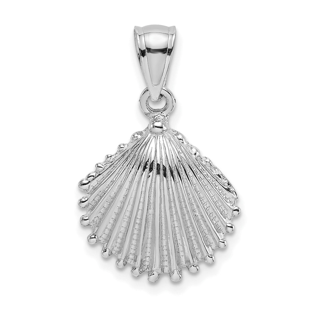 14k White Gold Scallop Shell Pendant, Camino de Santiago Christian Travel Symbol
