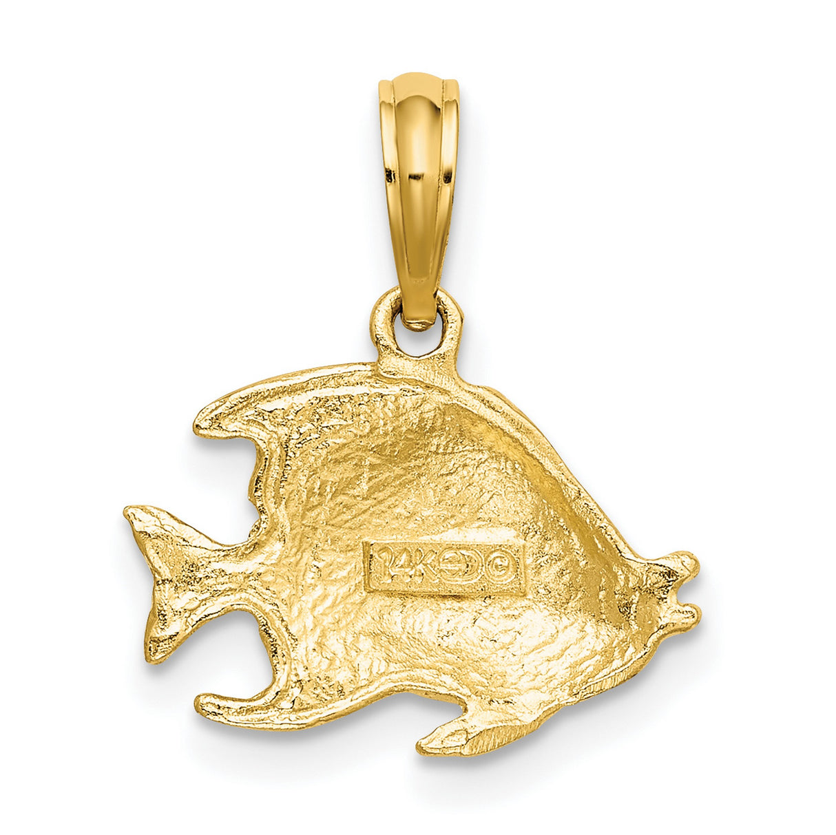 14k Yellow Gold Angelfish Pendant Charm, Tropical Ocean Freedom Theme, Unisex Marine Jewelry