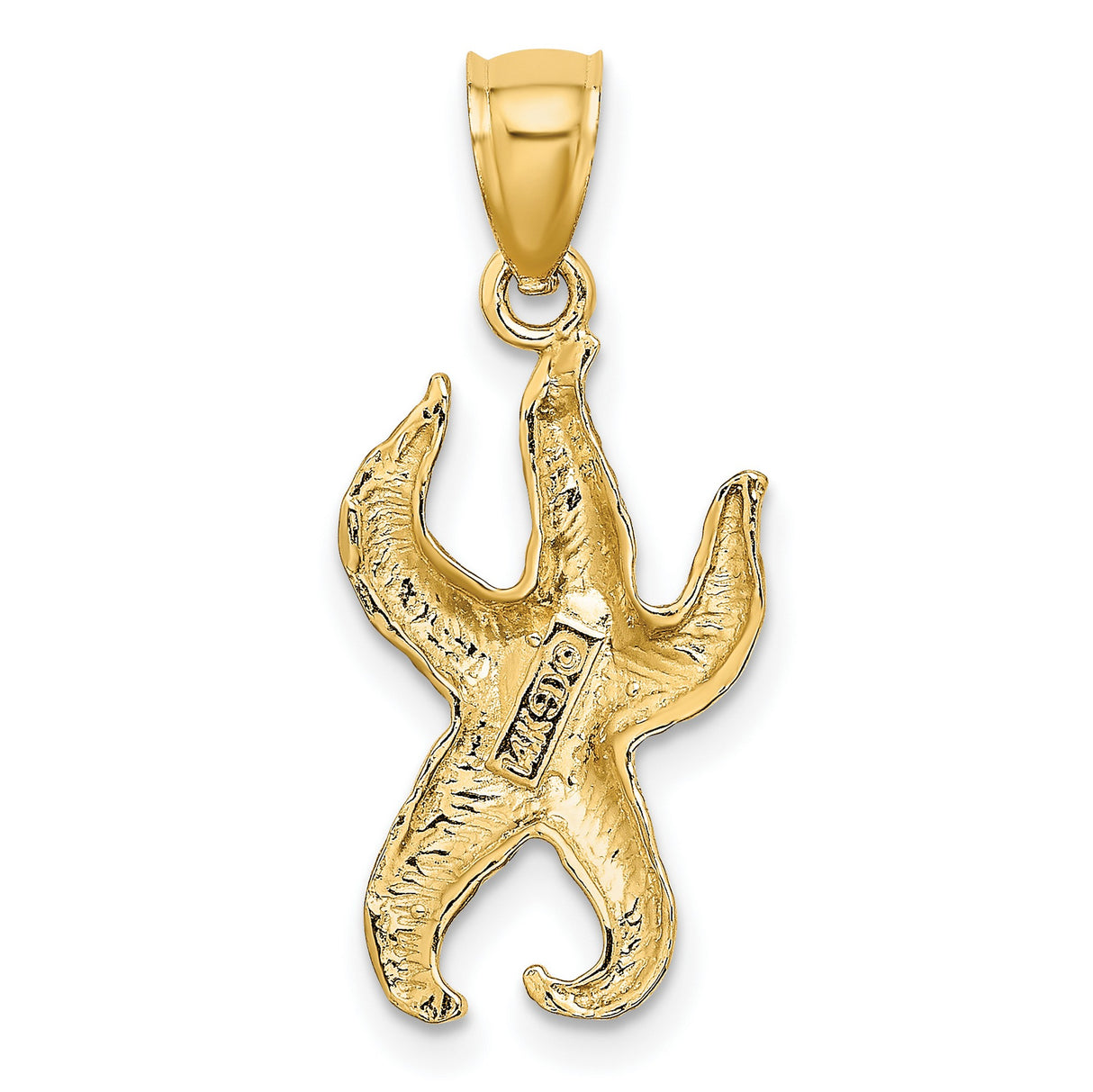 14k Yellow Gold Starfish Pendant with Textured Design, Nautical Sea Life Charm for Women