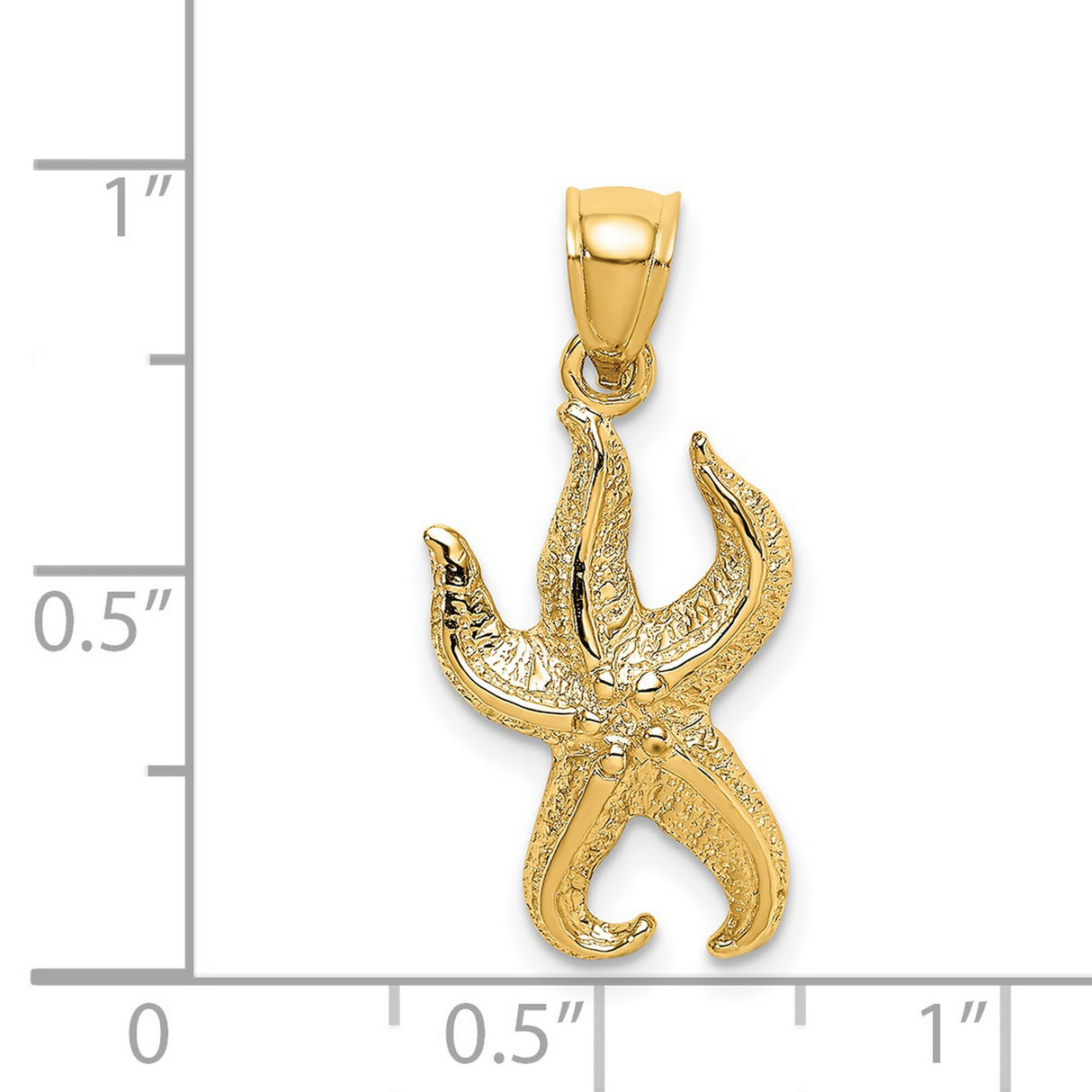 14k Yellow Gold Starfish Pendant with Textured Design, Nautical Sea Life Charm for Women