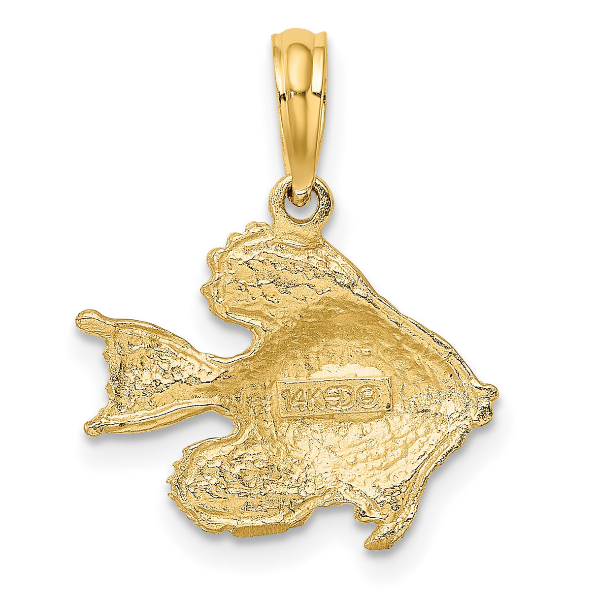 14k Yellow Gold Angelfish Pendant, Ocean Themed Tropical Fish Charm for Women