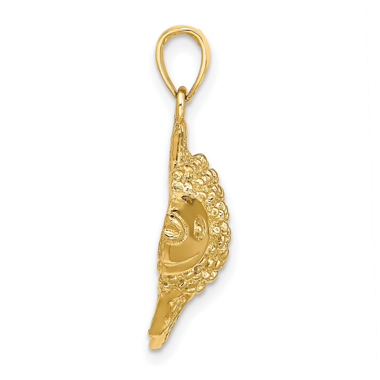 14k Yellow Gold Fish Pendant with Flowing Fins, Feng Shui Prosperity Symbol for Women or Unisex Wear