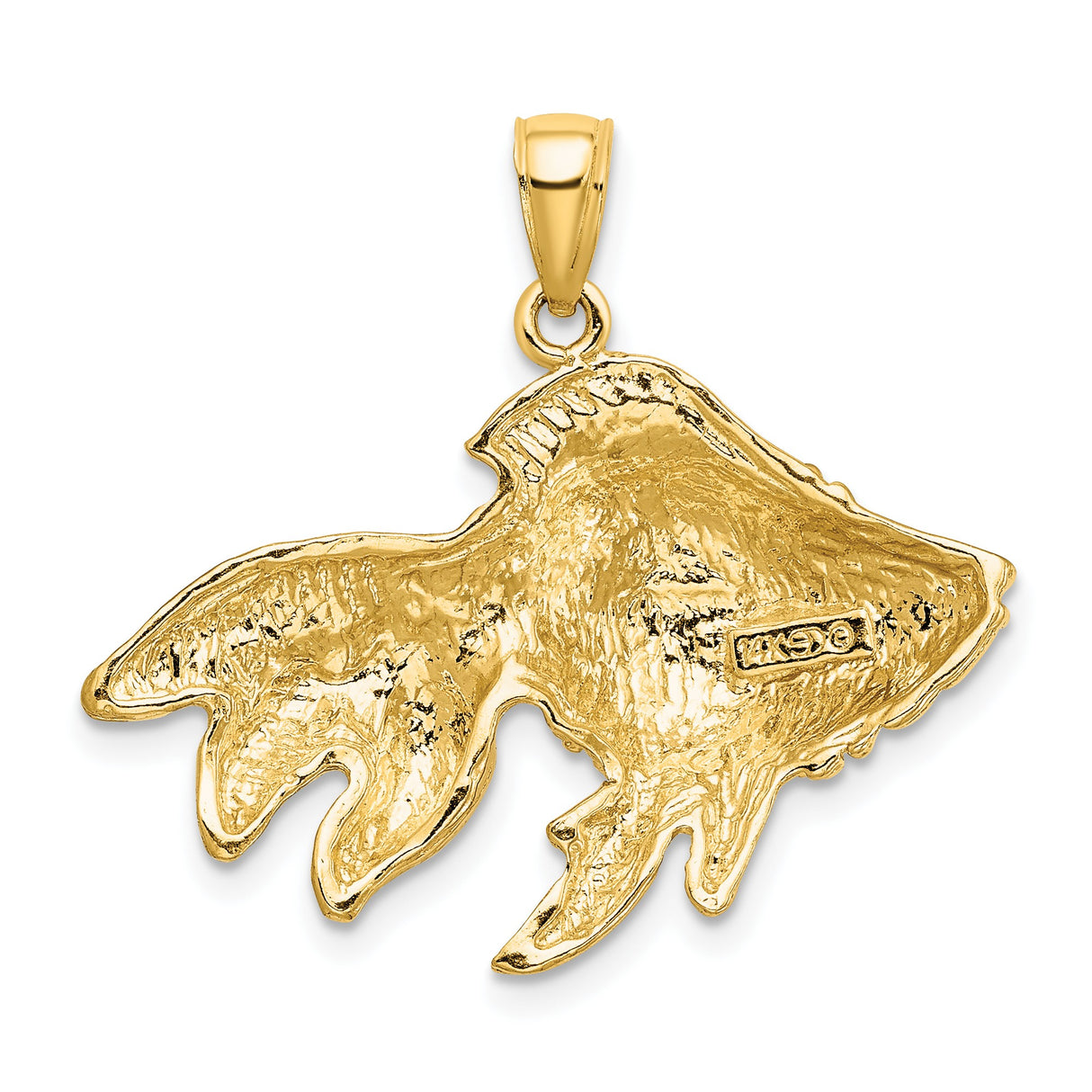 14k Yellow Gold Fish Pendant with Flowing Fins, Feng Shui Prosperity Symbol for Women or Unisex Wear
