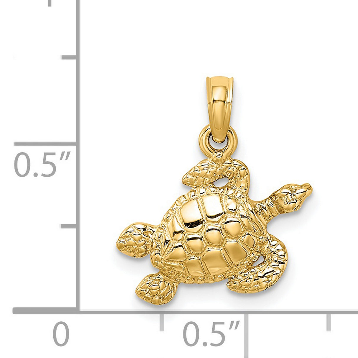 14k Yellow Gold Sea Turtle Pendant, Nautical Marine Life Design for Women or Unisex Wear