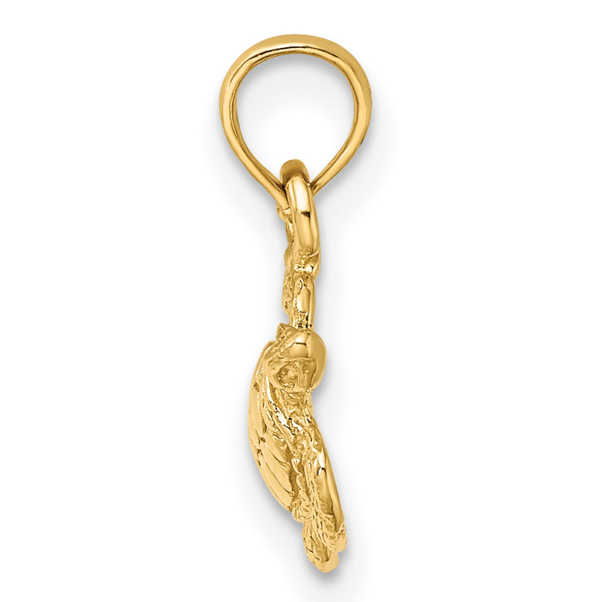 14k Yellow Gold Turtle Pendant with Shell Detail and Flipper Design, Ocean Theme Charm