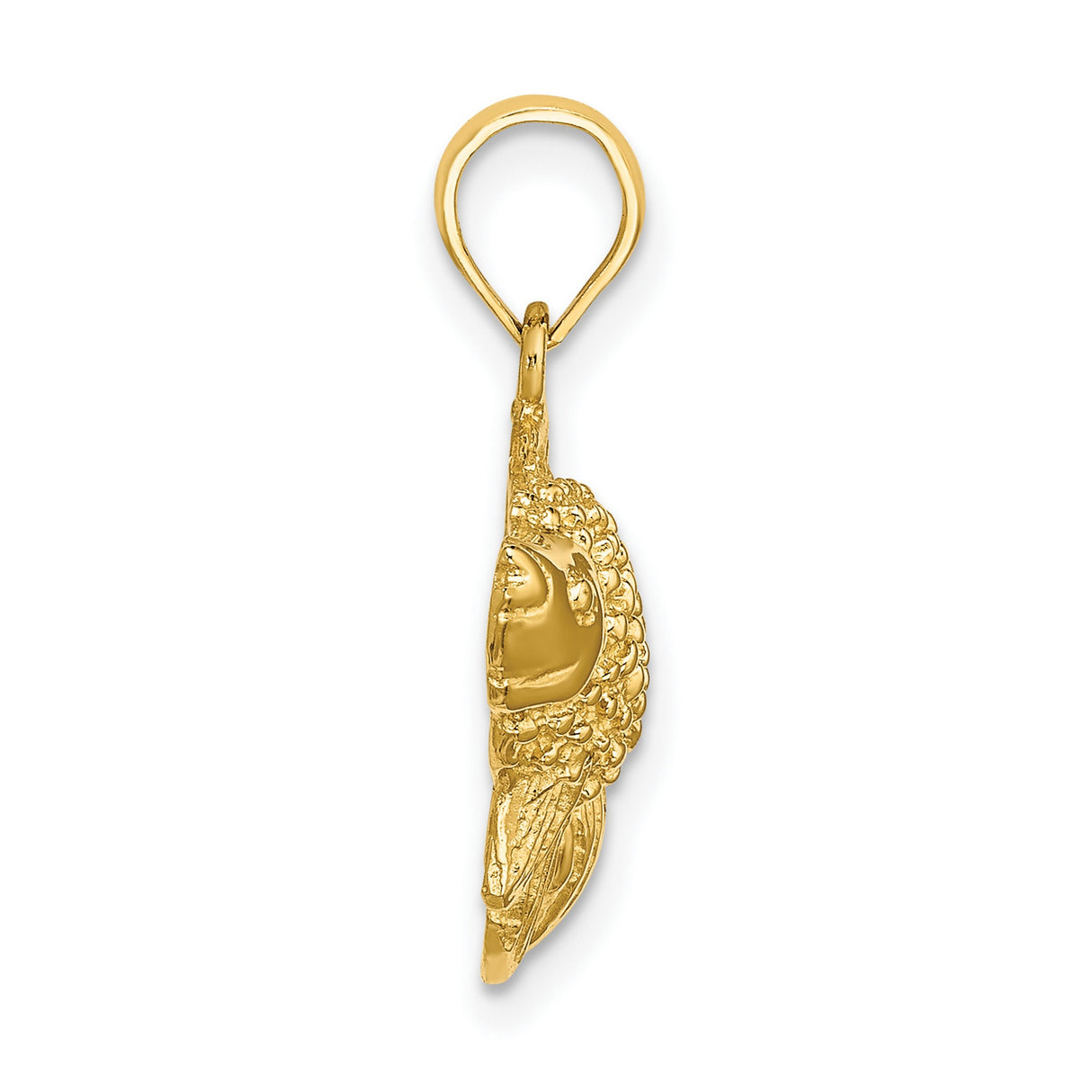 14k Yellow Gold Goldfish Pendant with Textured Fins and Detailed Scales