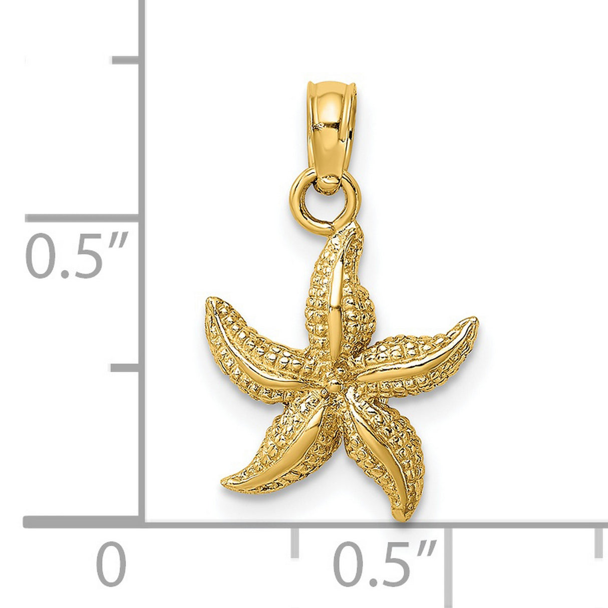 14k Yellow Gold Starfish Pendant with Textured Nautical Design for Women