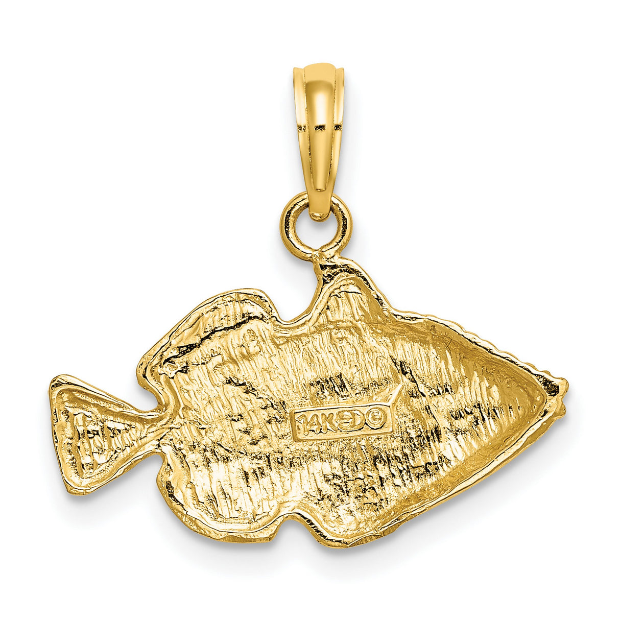 14k Yellow Gold Fish Pendant with Striped Fins, Tropical Ocean Life Charm