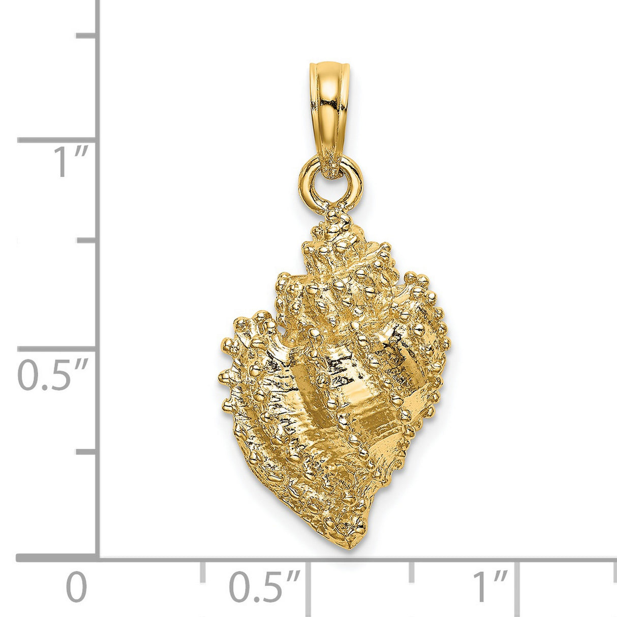 14k Yellow Gold Conch Seashell Pendant with Textured Shell Design, Nautical Beach Style Charm