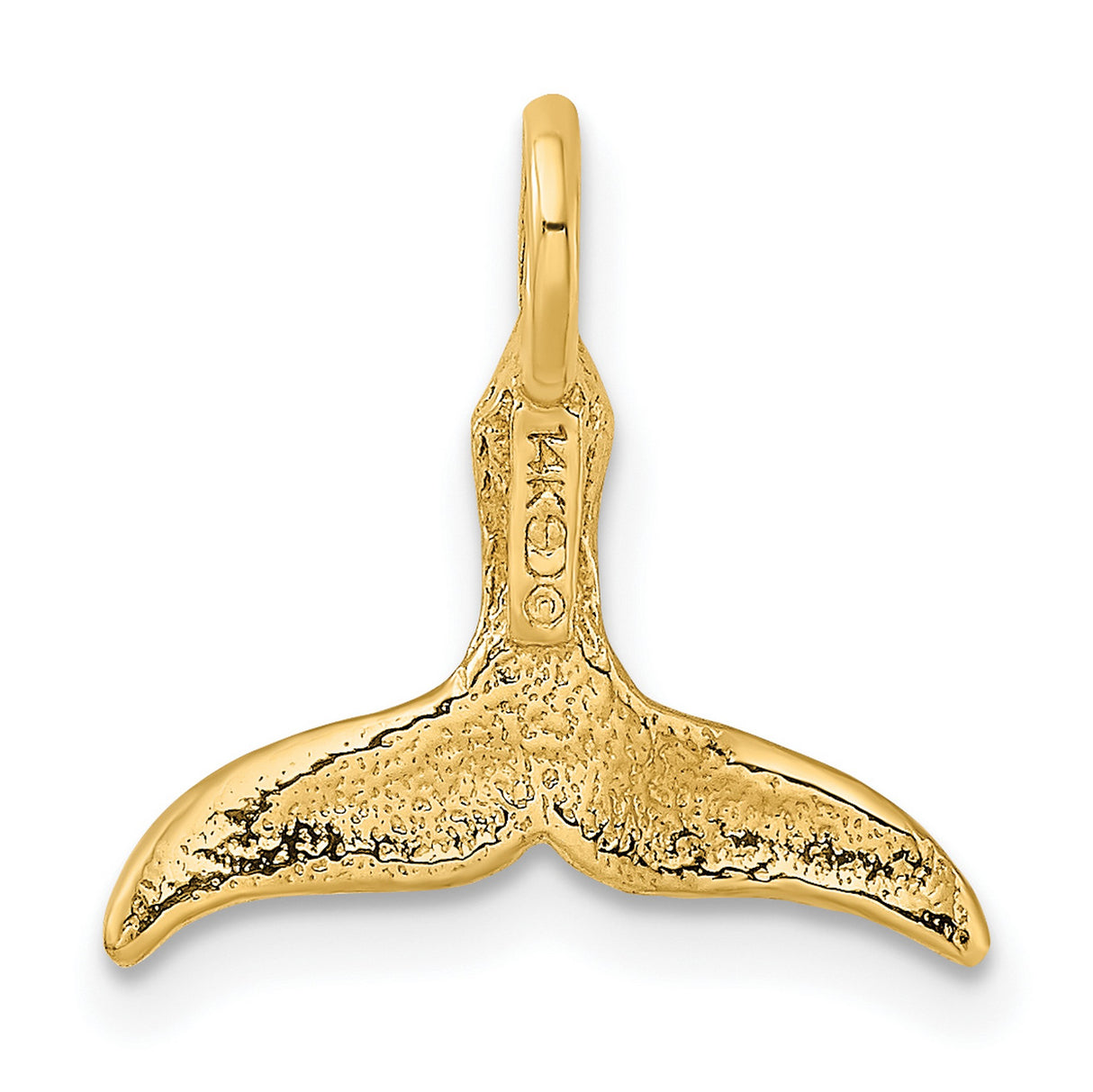 14k Yellow Gold Whale Tail Pendant, Nautical Ocean Charm Symbolizing Freedom and Strength