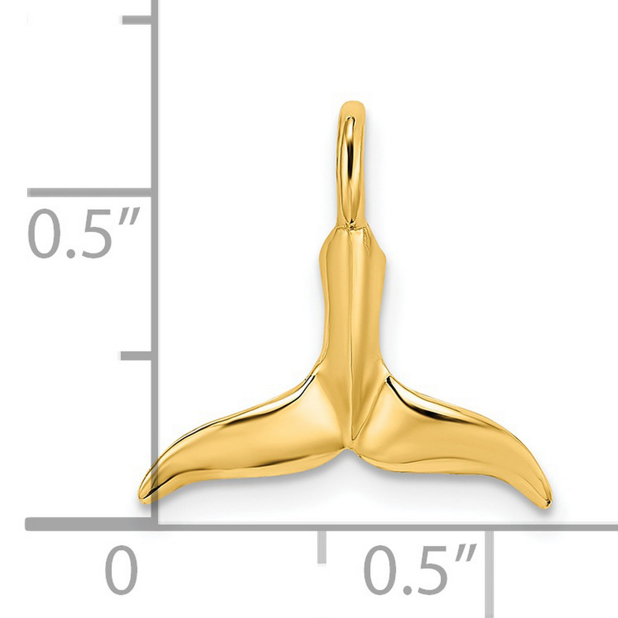 14k Yellow Gold Whale Tail Pendant, Nautical Ocean Charm Symbolizing Freedom and Strength