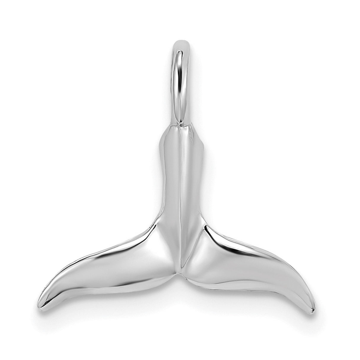 14k White Gold Whale Tail Pendant, Minimalist Nautical Marine Life Jewelry for Women or Unisex