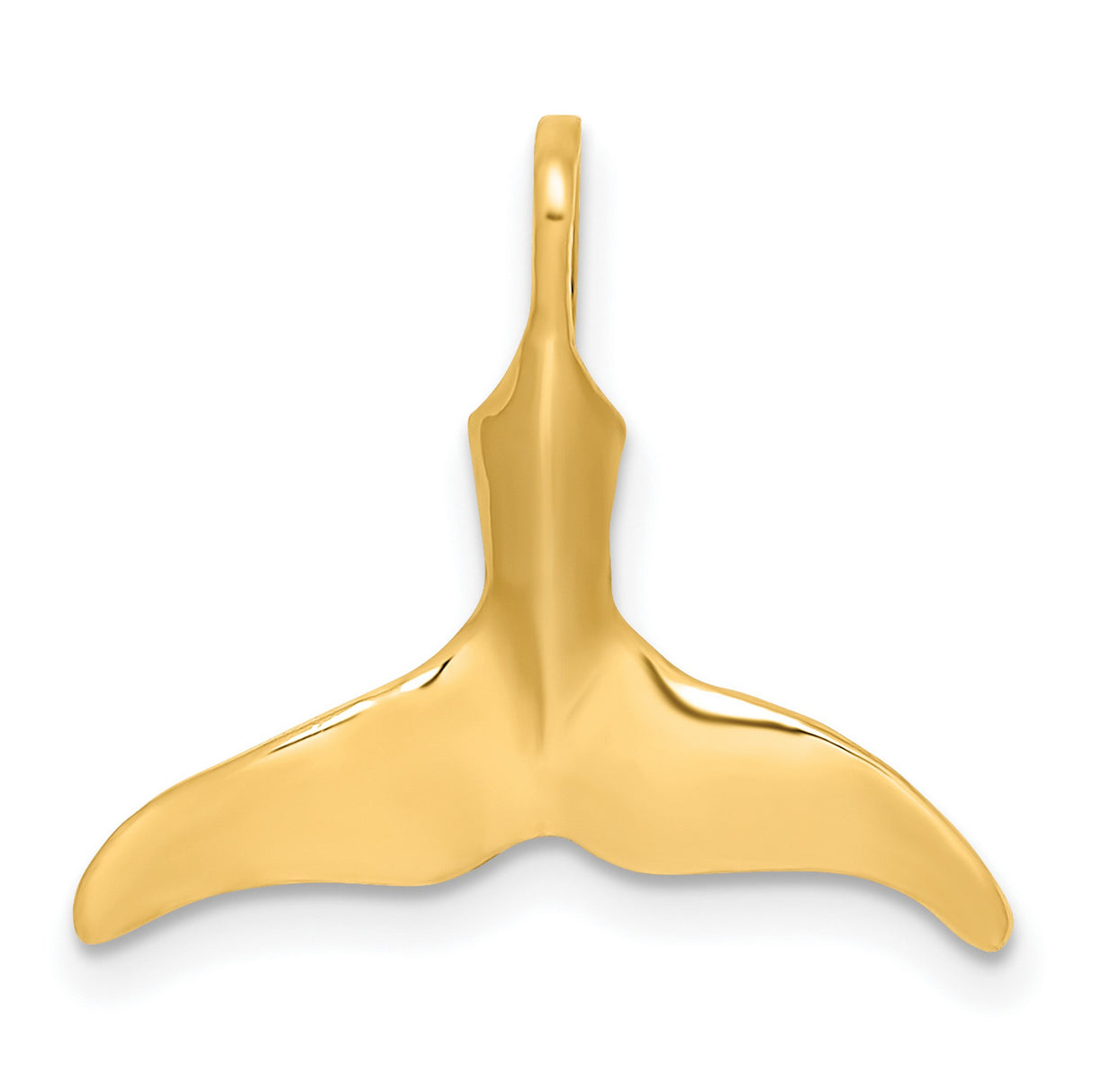 14k Yellow Gold Whale Tail Pendant, Minimalist Nautical Charm for Women or Unisex