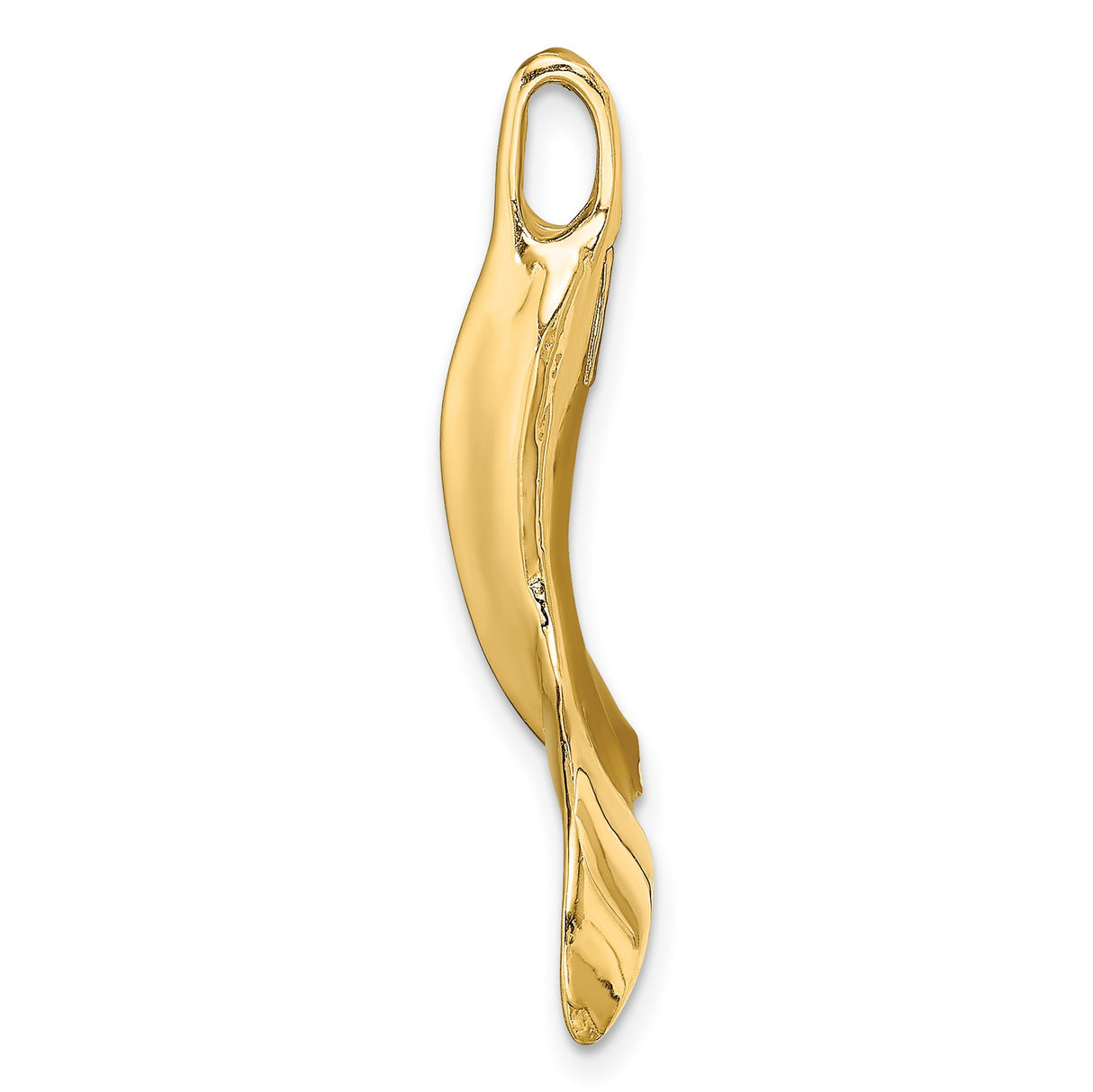 14k Yellow Gold Whale Tail Pendant, Nautical Ocean Charm, Boho Coastal Theme Jewelry