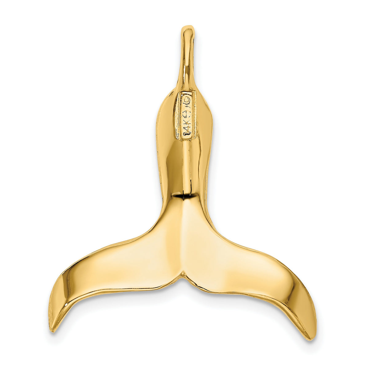 14k Yellow Gold Whale Tail Pendant, Nautical Ocean Charm, Boho Coastal Theme Jewelry