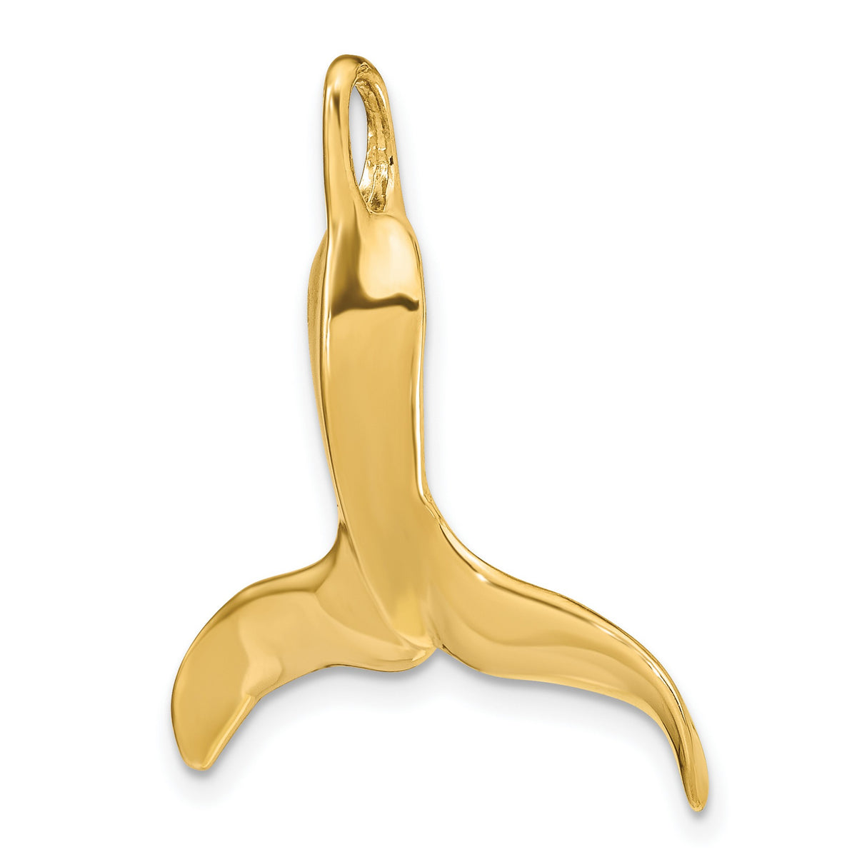 14k Yellow Gold Whale Tail Pendant, Nautical Ocean Charm, Boho Coastal Theme Jewelry