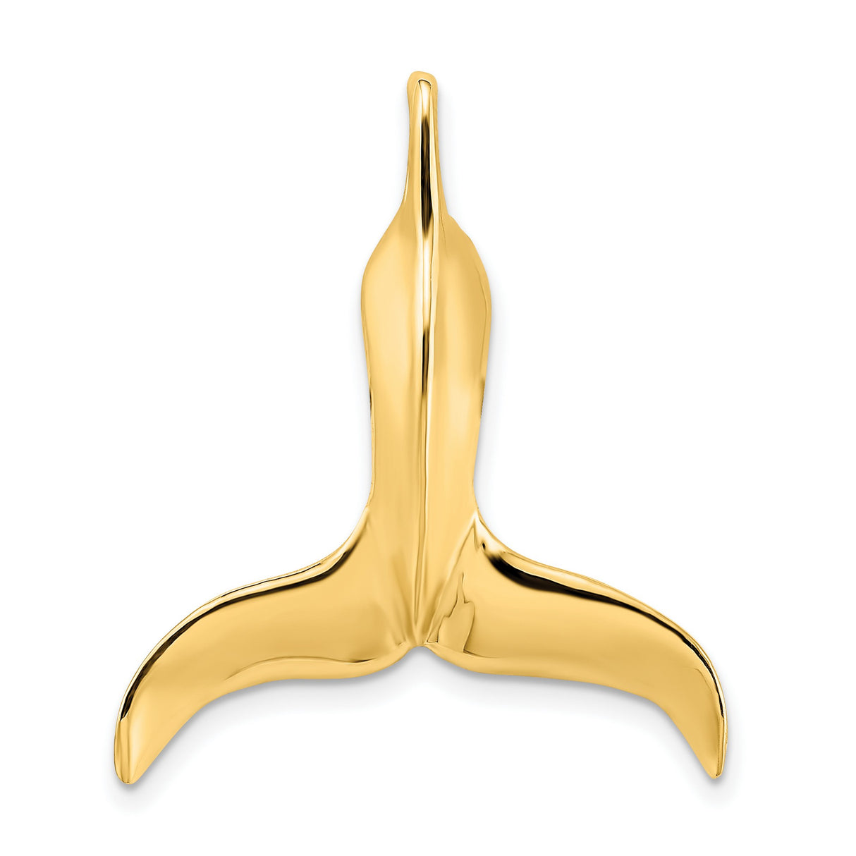 14k Yellow Gold Whale Tail Pendant, Nautical Ocean Charm, Boho Coastal Theme Jewelry
