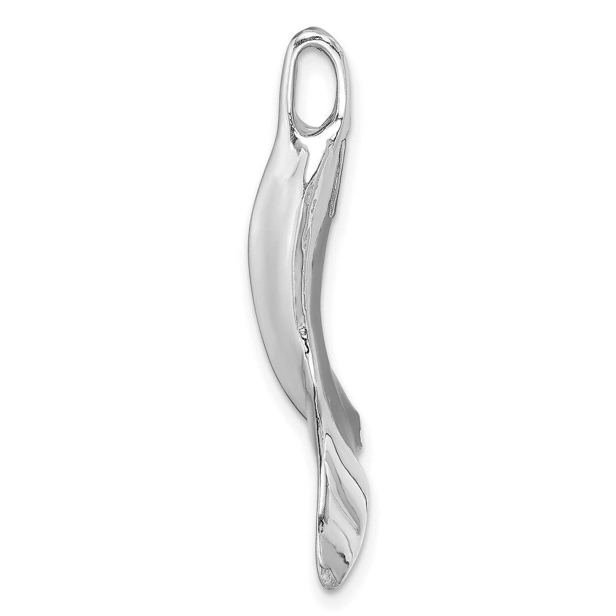 14k White Gold Whale Tail Pendant, Polished Nautical Marine Design for Men and Women