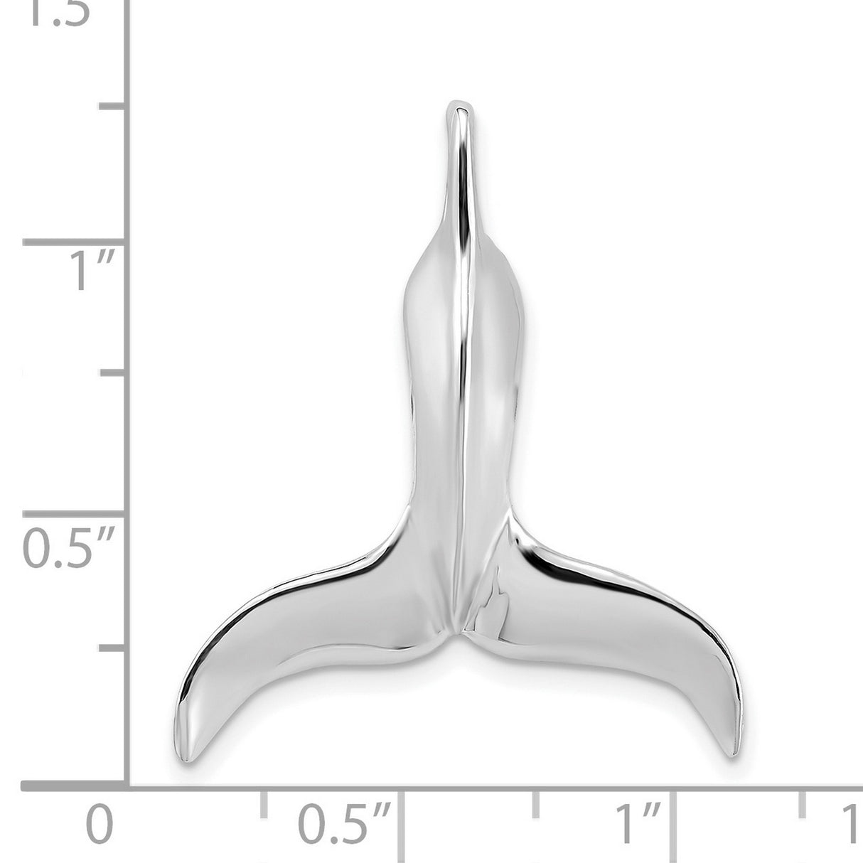 14k White Gold Whale Tail Pendant, Polished Nautical Marine Design for Men and Women