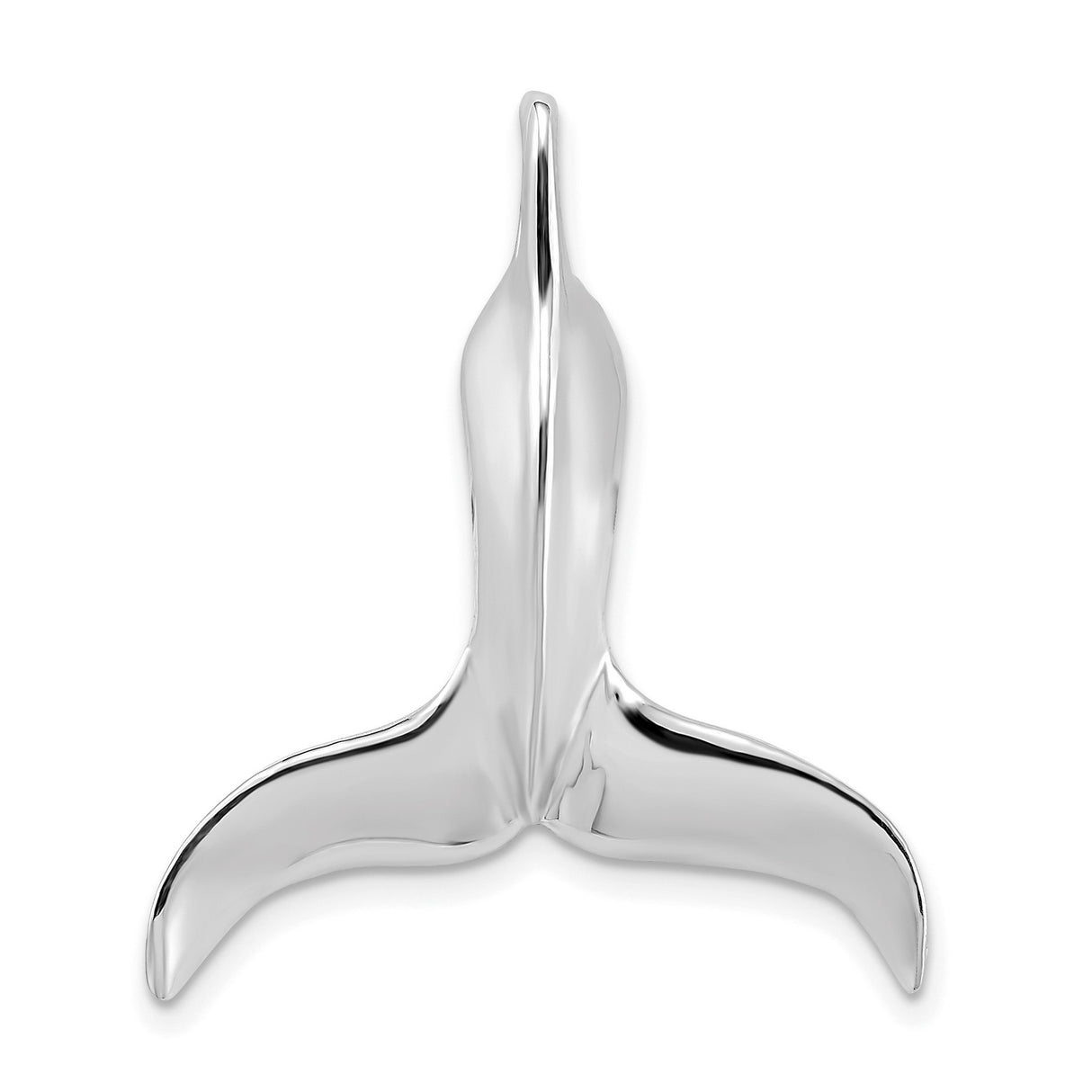 14k White Gold Whale Tail Pendant, Polished Nautical Marine Design for Men and Women