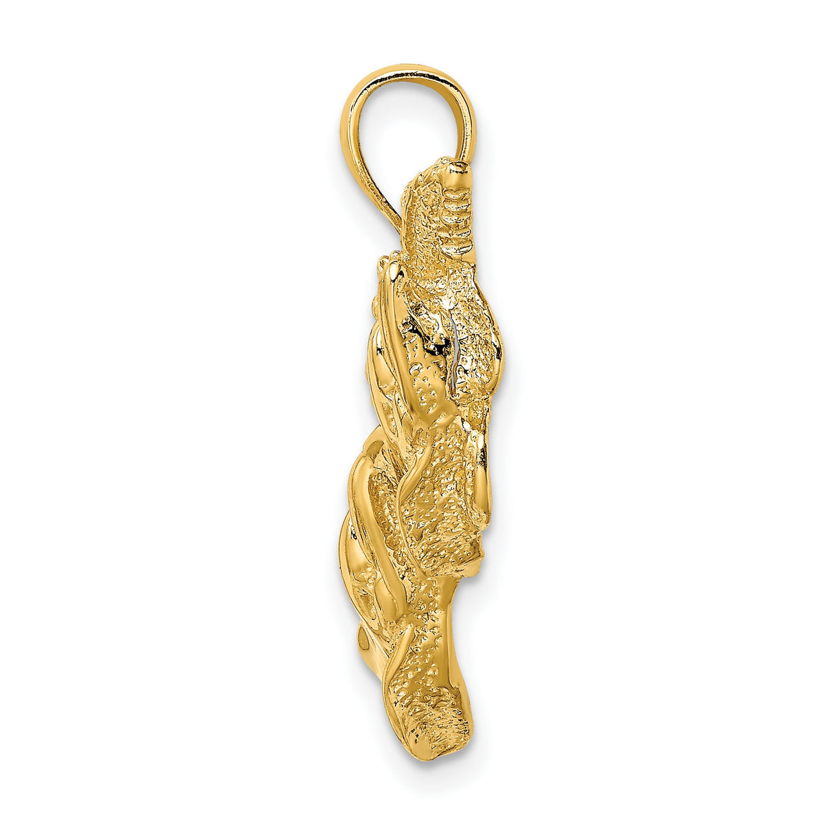 14k Yellow Gold Dolphin Pendant with Two Dolphins Leaping Through Waves, Ocean Theme Jewelry