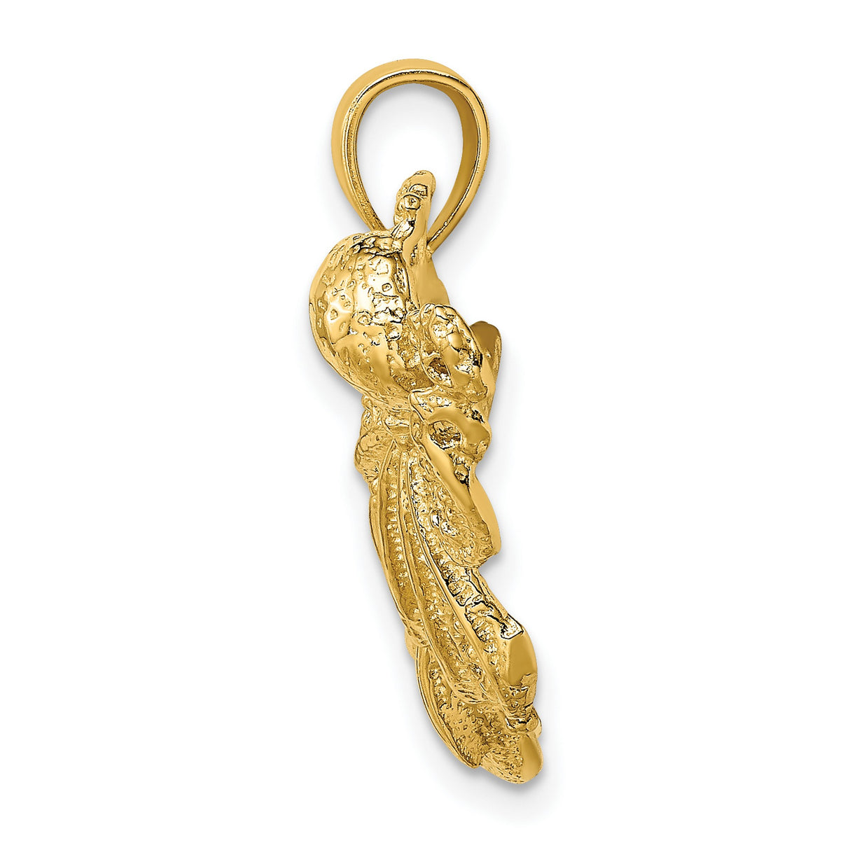14k Yellow Gold Dolphin and Octopus Pendant, Ocean Theme Marine Life Jewelry for Women