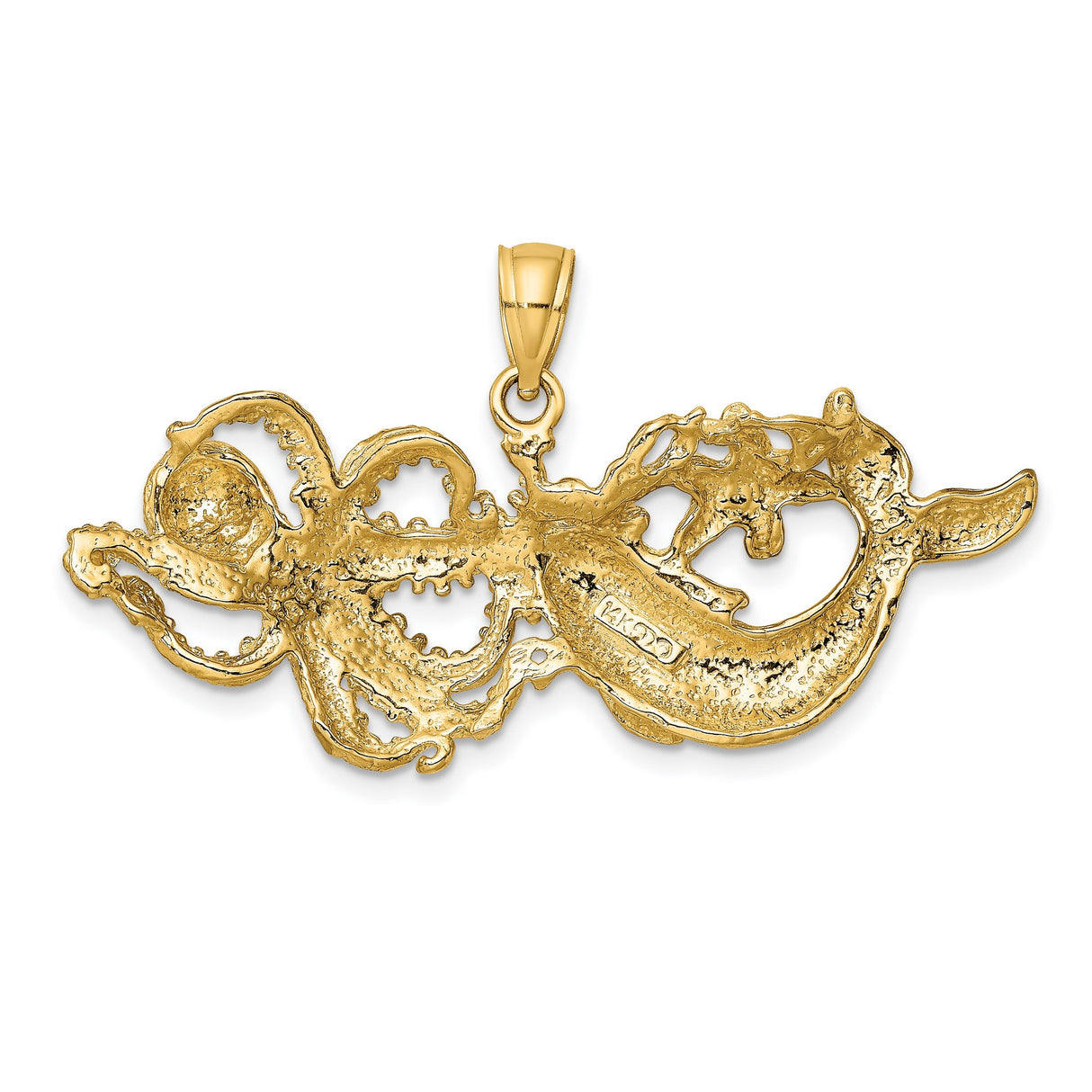 14k Yellow Gold Dolphin and Octopus Pendant, Ocean Theme Marine Life Jewelry for Women
