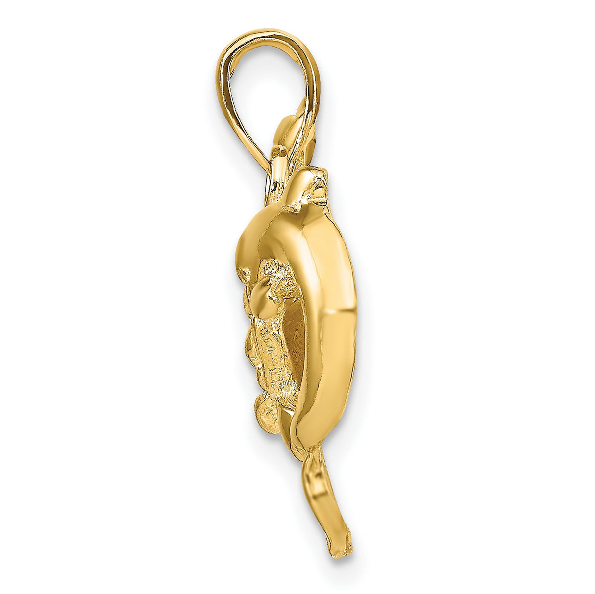 14k Yellow Gold Dolphin Pendant with Intertwined Dolphins, Ocean Life Theme