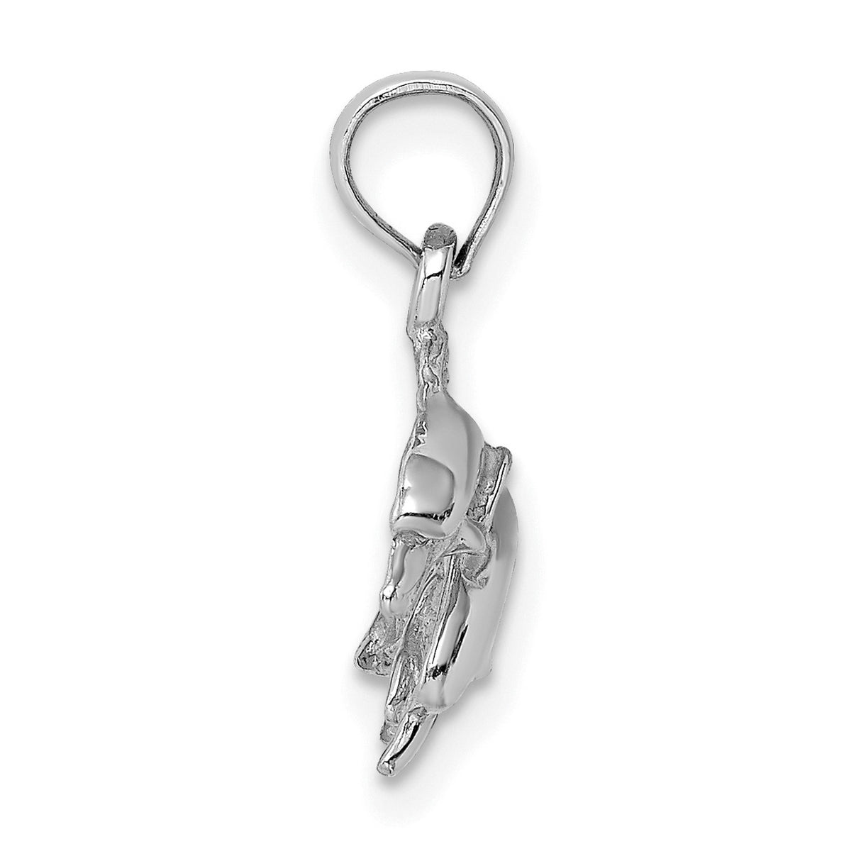 14k White Gold Dolphin Pendant with Flowing Two-Dolphin Design, Nautical Ocean Theme Jewelry